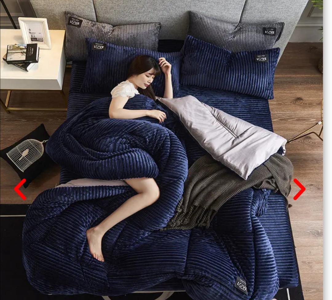 4PCS Weaverbird BRAND Velvet Duvet Set 🛏️ | Ultra-Soft & Luxurious Feel ✨ | Durable & Comfortable 💤 | Includes Duvet + Bedsheet + 2 Pillowcases | Elegant Bedroom Style 🖤