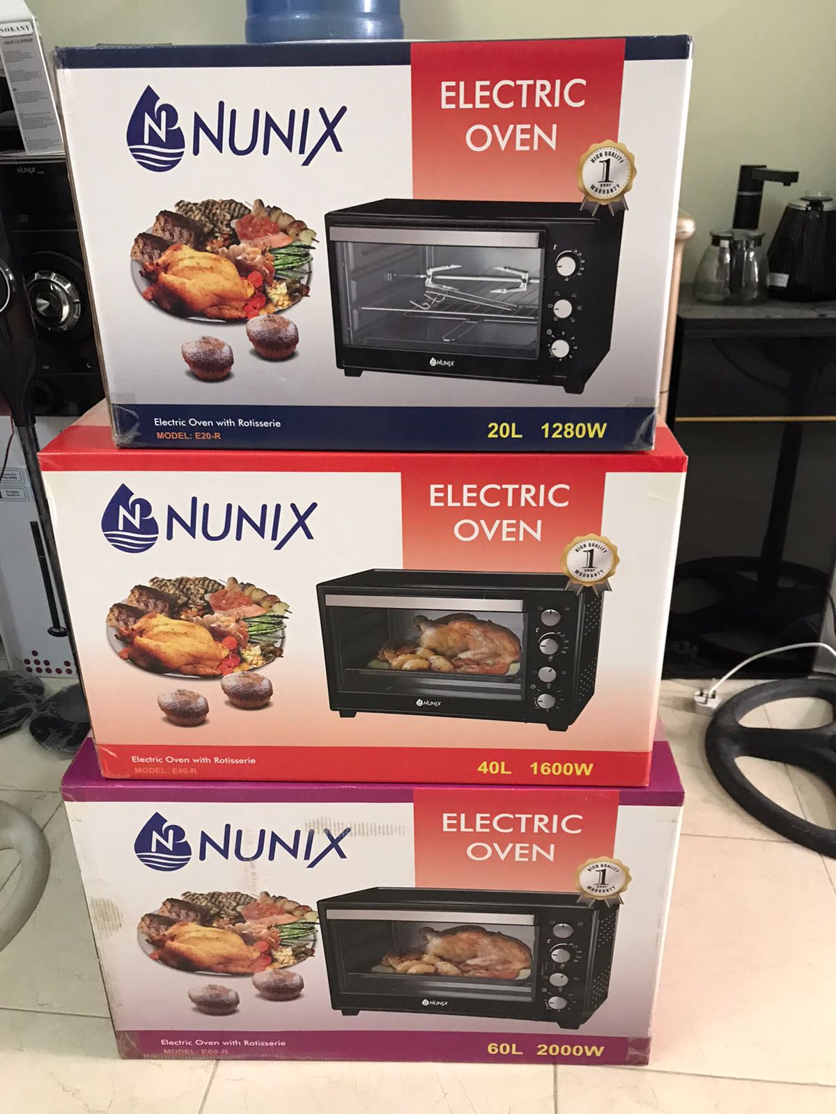 Nunix E20-R 20 L Electric Oven with Rotisserie | 1280 W Power, Stainless Steel Housing, 60-Minute Timer, 100-250 °C Adjustable Temp | Compact & Versatile Kitchen Appliance 🍗🔥