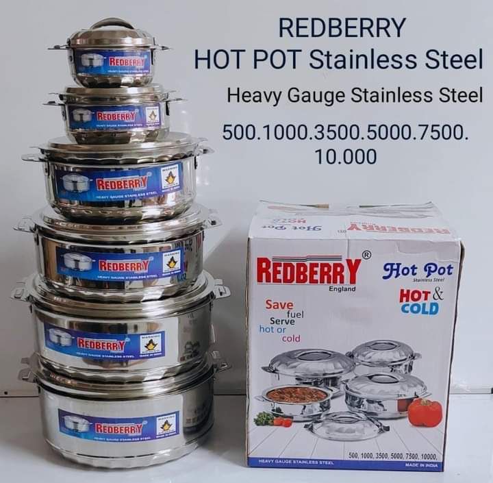 🍲 6PCS Redberry Stainless Steel Insulated Hotpots Set (500ml | 1000ml | 3500ml | 5000ml | 7500ml | 10000ml) – Premium Double Wall Thermal Casseroles for Hot & Fresh Meals ✨