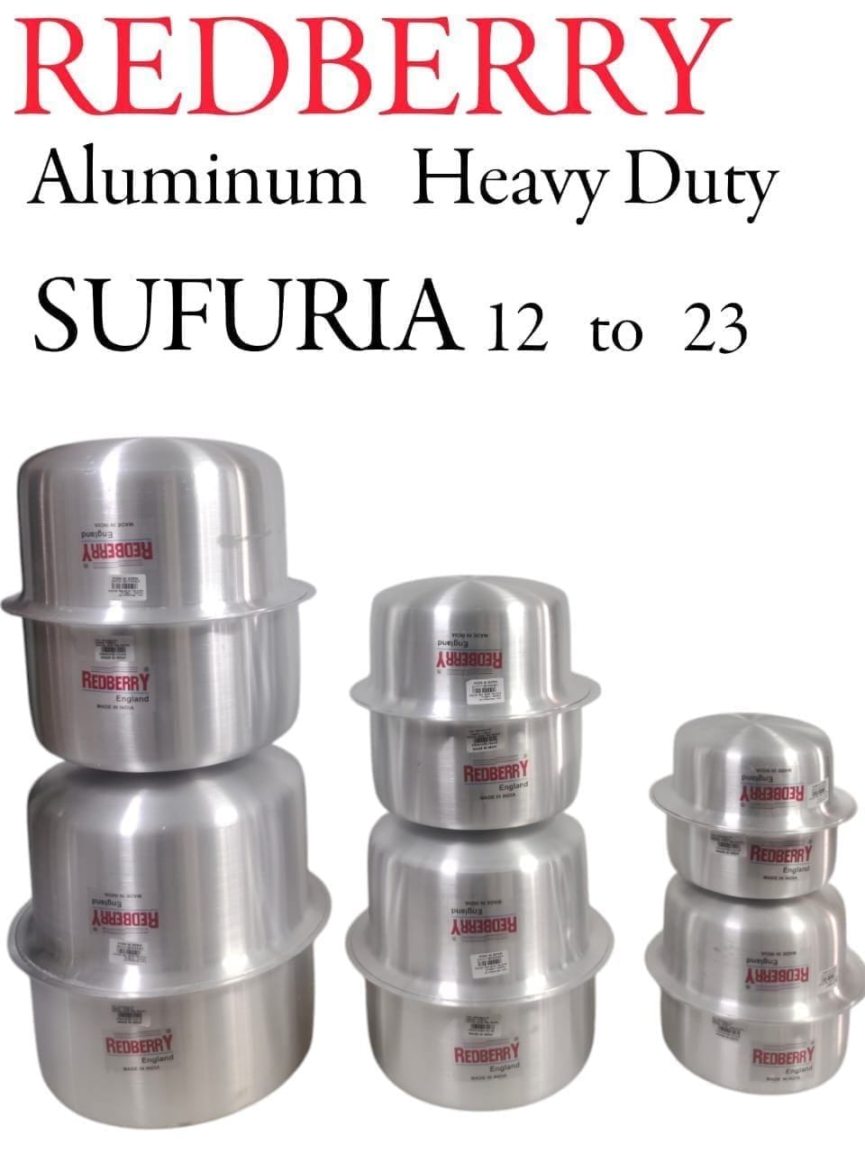 🍲Heavy Gauge Redberry 8PCS / 12PCS Stainless Steel Aluminium Sufuria Set – Heavy-Duty Cookware for Gas, Charcoal Jiko & Firewood | Fast Heating, Long-Lasting & Family-Size Cooking