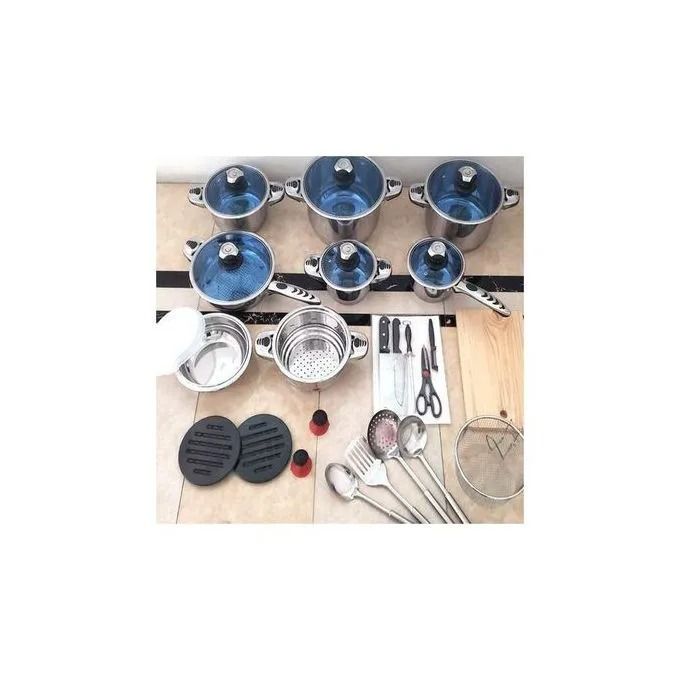 🍳 Marwa German Longlife 30PCS Heavy-Duty Stainless Steel Cookware Set – Durable, Non-Rust, Complete Kitchen Set for Home & Professional Cooking | Premium 30-Piece Set