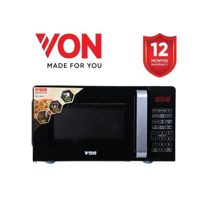 {PROMOTION} Von VAMS-20DGX Digital Solo Microwave Oven 20L🍲 – Compact Kitchen Microwave with Touch Controls 🔘, Quick Heat & Defrost ❄️🔥, Sleek Black Design 🖤, Energy Efficient Countertop Microwave