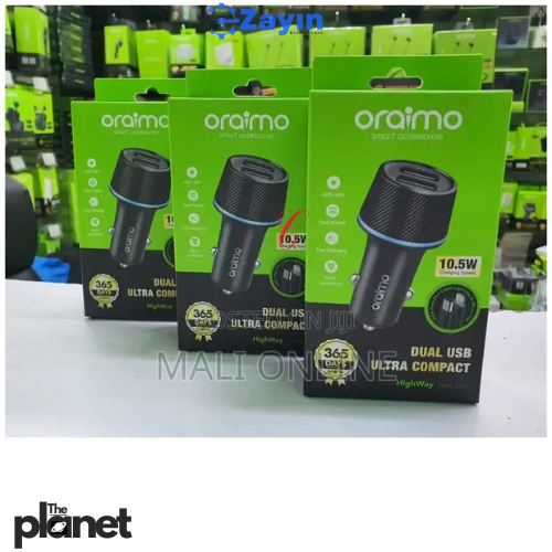 Oraimo Dual Port Fast Car Charger with Cable
Oraimo 2-in-1 USB Car Charger OCC-21DML
Oraimo Highway OCC-21DML Dual USB Charger
Car Charger Oraimo Lightning + Micro USB Cable
Oraimo Quick Charge