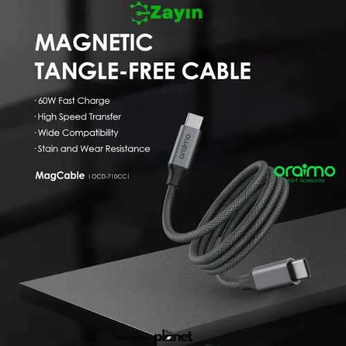 Oraimo MagCable 1M Type-C to Type-C Cable – 60W Fast Charging, Magnetic Anti-Tangle Design, Durable Nylon Braided
Oraimo Type-C to Type-C 60W Charging Cable
Oraimo 1M Magnetic USB-C Cable