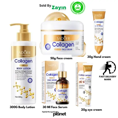 Collagen moisturizer, sadoer 5 in 1 skincare, glowing skin kit, Korean collagen skincare, firming cream for women, anti-wrinkle skincare Kenya, Zayin beauty products, Original Skincare