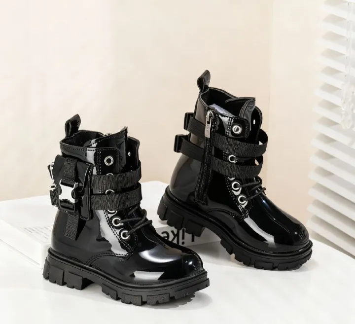 Kids Shoes- Boots. Kids Unisex Wetlook Boots. Kids Boots. Unisex Boots.