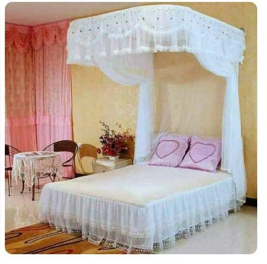 Two Stand Mosquito Net with Sliding Rail. Sizes; 4*6, 5*6, 6*6.