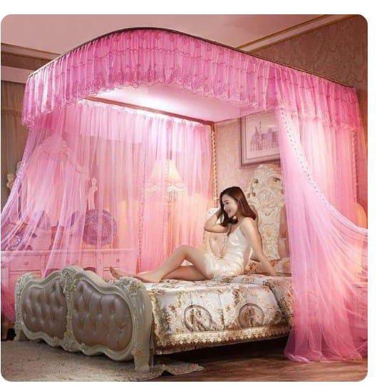 Two Stand Mosquito Net with Sliding Rail. Sizes; 4*6, 5*6, 6*6.