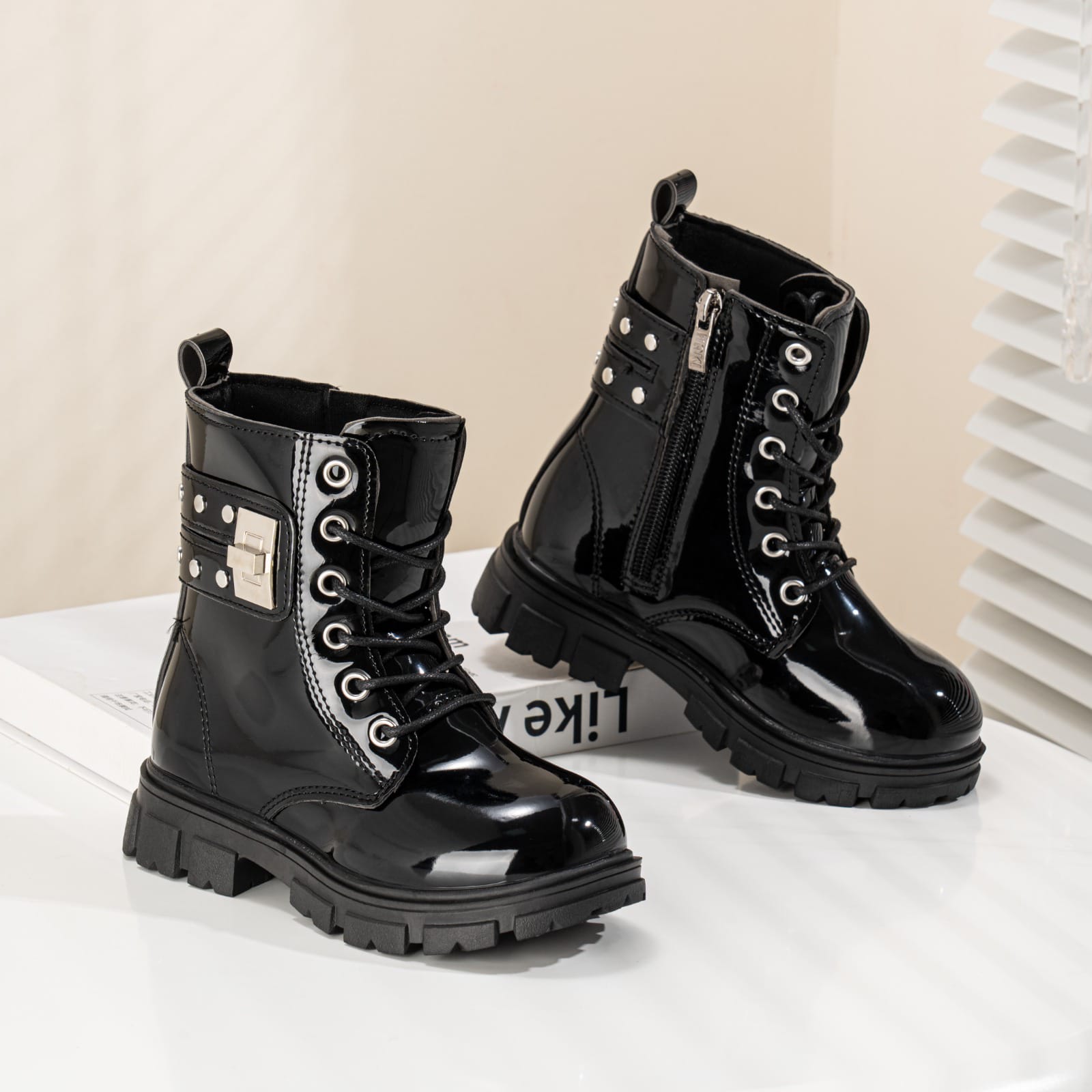 Kids Shoes- Boots. Kids Unisex Wetlook Boots. Kids Boots. Unisex Boots. Normal Fitting