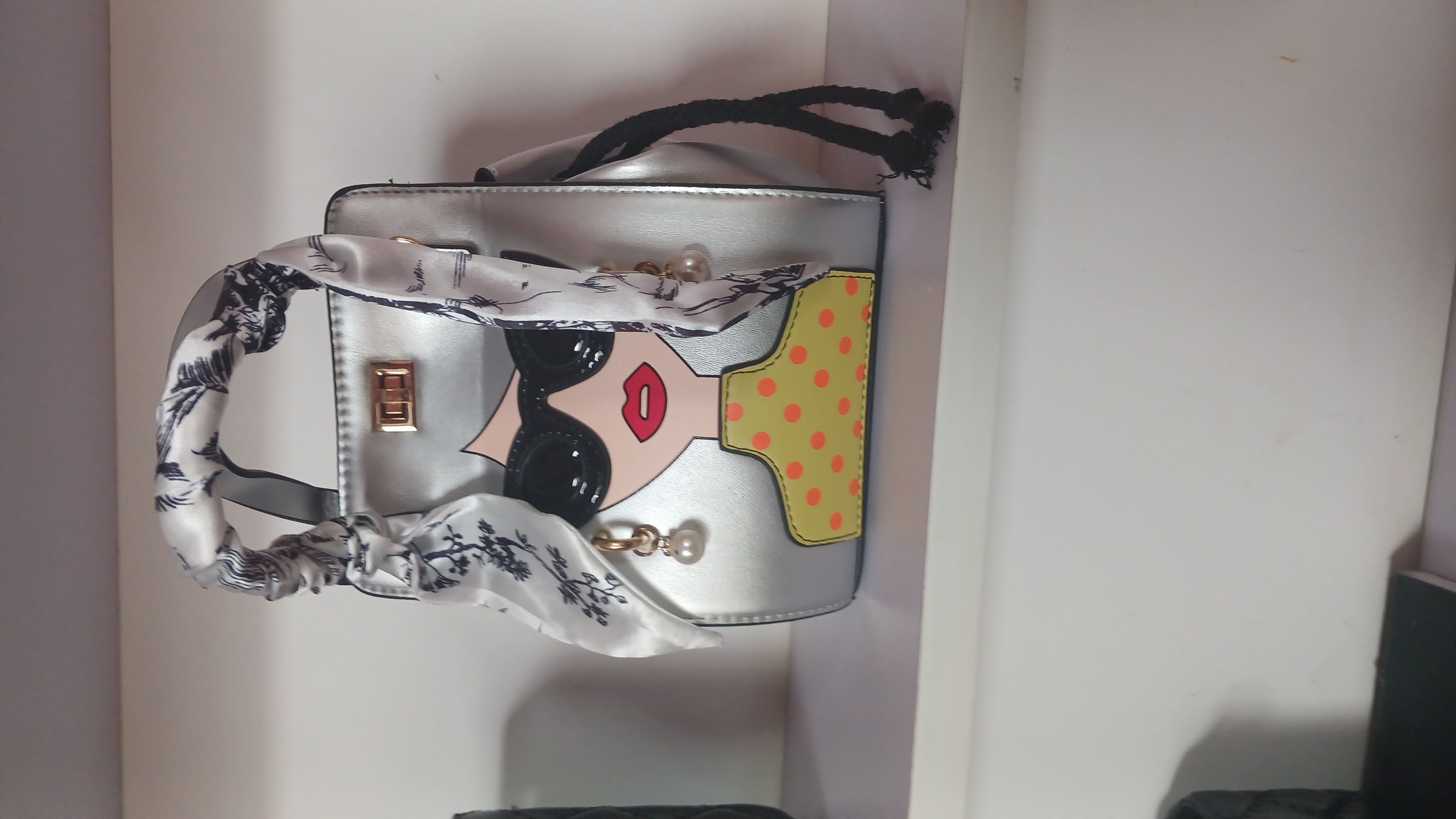 Hot selling women 3D handbag with lipstick and sunglasses print fast  delivery
