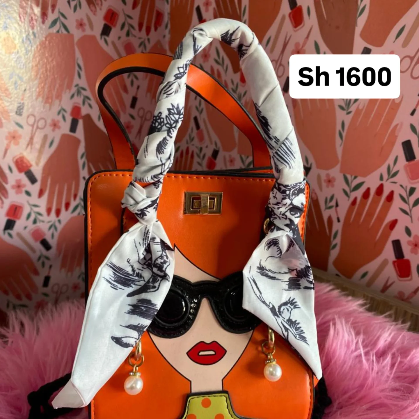 Hot selling women 3D handbag with lipstick and sunglasses print fast  delivery