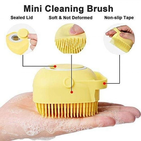 Shower /bathing silicon brush with liquid soap pot,Silicone Exfoliating Brushes & Body Scrubber with Soap Dispenser for Shower, Enhancer Blood Circulation&Deep Cleansing Bath Loofah for Babies, Kids,