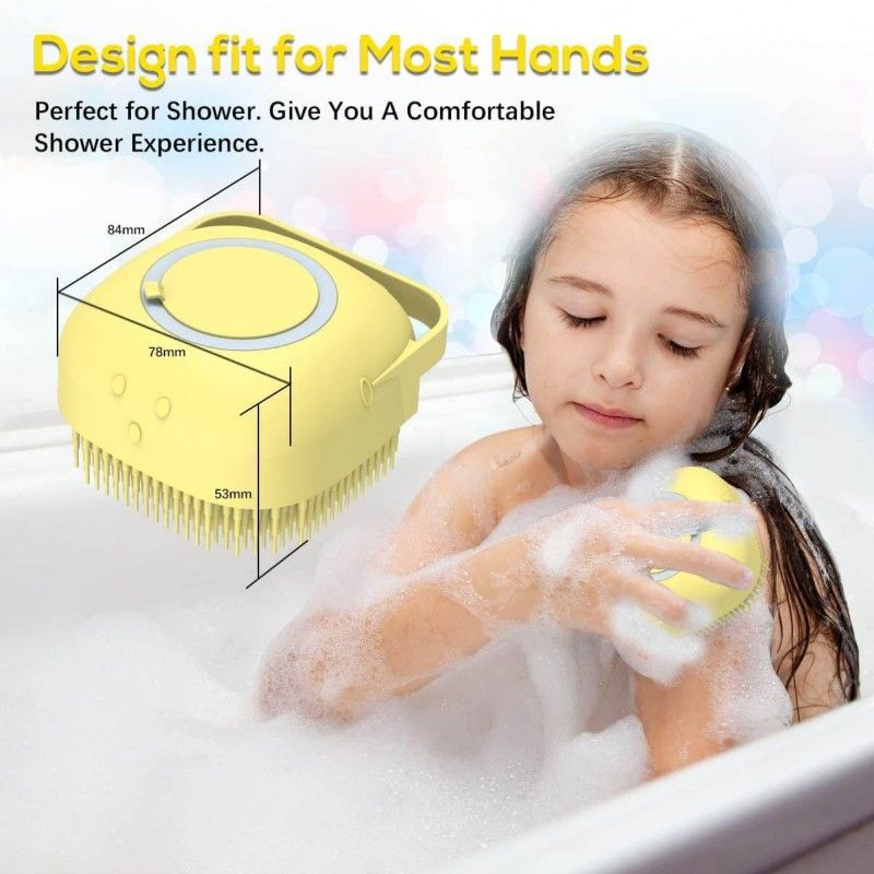 Shower /bathing silicon brush with liquid soap pot,Silicone Exfoliating Brushes & Body Scrubber with Soap Dispenser for Shower, Enhancer Blood Circulation&Deep Cleansing Bath Loofah for Babies, Kids,