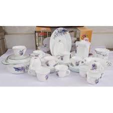 SUNDABEST 58 PCS CERAMIC DINNER SET - 20 plates 12 tea cups, 12 saucers, 1 soup bowl and 6 small bowls, 1 tea pot, 1 milk pot, 2 lids, 1 sugar dish and lid .