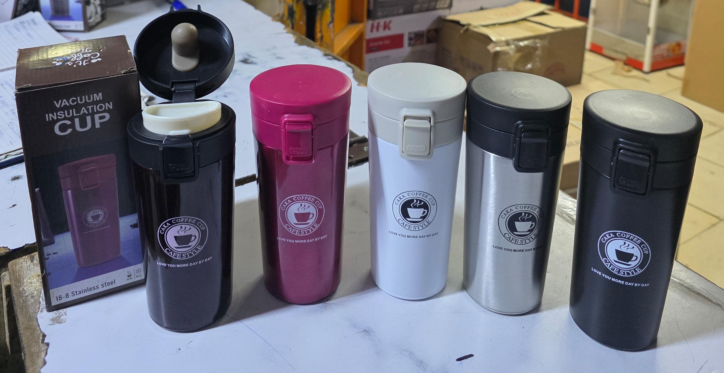 Ceramic 500 ML Insulated Travel Coffee Mug Cup Thermal Stainless Steel Flask Vacuum Thermos Leakproof