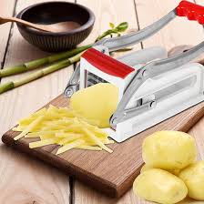 French Fry Cutter Stainless Steel Potato Chipper Fast Cutting Potato Chip Cutter with 36/46 Holes Blades Manual Food Slicer Dicer Multifunction Vegetable Fruit Chipper for Potato Onion With Interchang