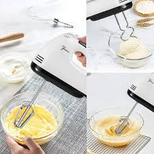 EM Hand Mixer Whisk Egg Beater Food Stirrer Grinder Blender Kitchenware Kitchen Tools Utensils Cooking Machine Cookware White ElectroMate