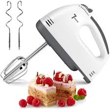 EM Hand Mixer Whisk Egg Beater Food Stirrer Grinder Blender Kitchenware Kitchen Tools Utensils Cooking Machine Cookware White ElectroMate
