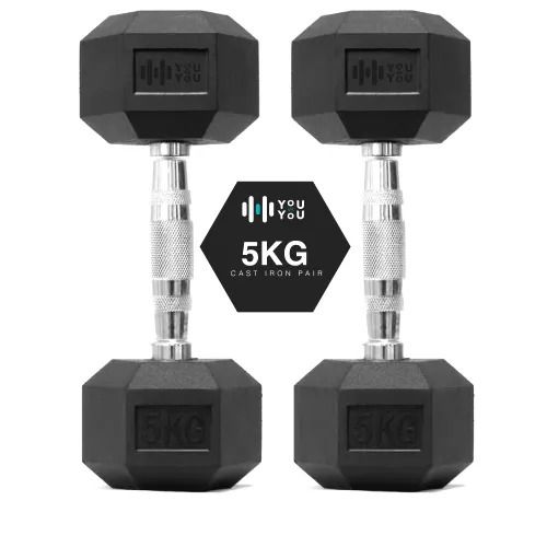 CLEARANCE OFFER 5kg Dumbbells (2.5 by 2.5 kg) - Hexagonal Dumbell Body Building Gym/ Home Work Out Weights ( A Pair
