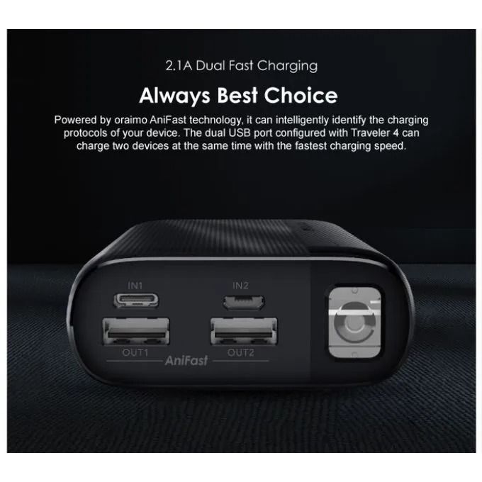 Oraimo PowerBank 20000mAh -Black+ P47 Wireless Headphones