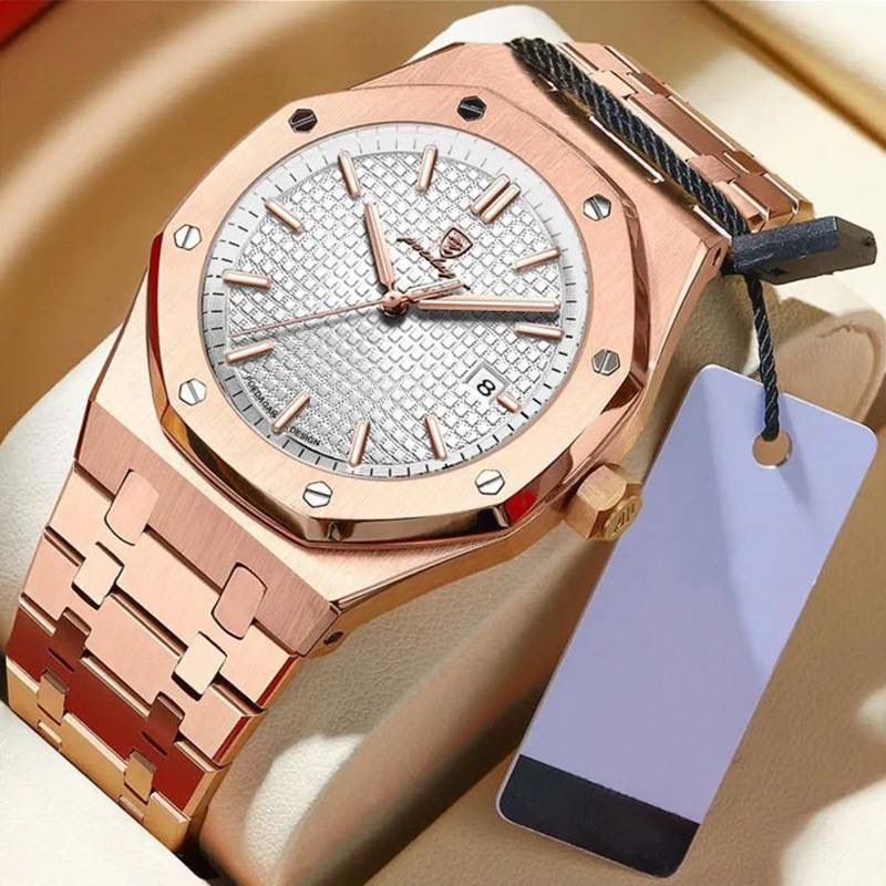 🤗🤗KEEP ABREAST🔥⏱️POEDAGAR GENTS WATCH. Crafted with the latest technology. Has date display feature. It is 30m water-resistant.Made of top notch quality stainless steel.