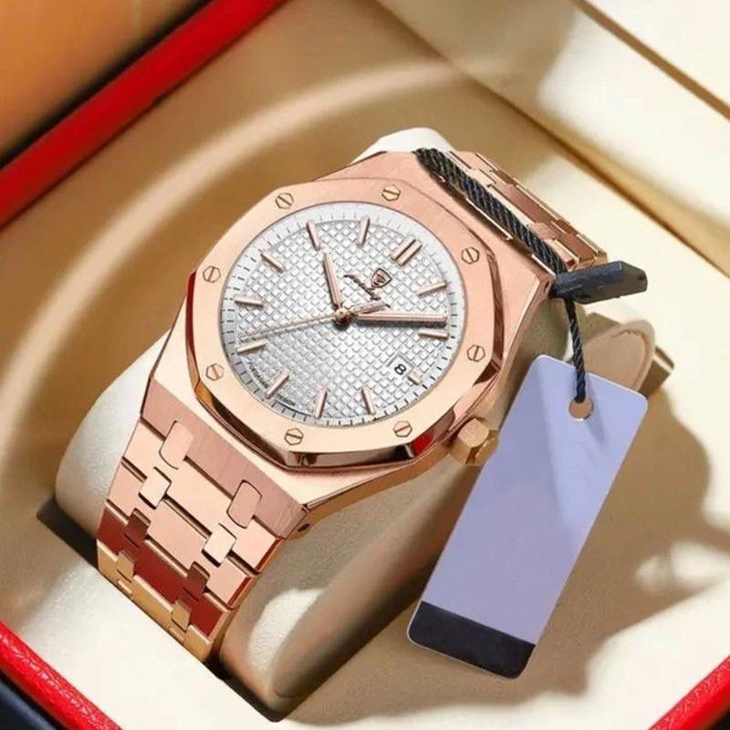 🤗🤗KEEP ABREAST🔥⏱️POEDAGAR GENTS WATCH. Crafted with the latest technology. Has date display feature. It is 30m water-resistant.Made of top notch quality stainless steel.