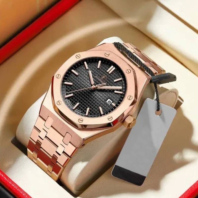 🤗🤗KEEP ABREAST🔥⏱️POEDAGAR GENTS WATCH. Crafted with the latest technology. Has date display feature. It is 30m water-resistant.Made of top notch quality stainless steel.