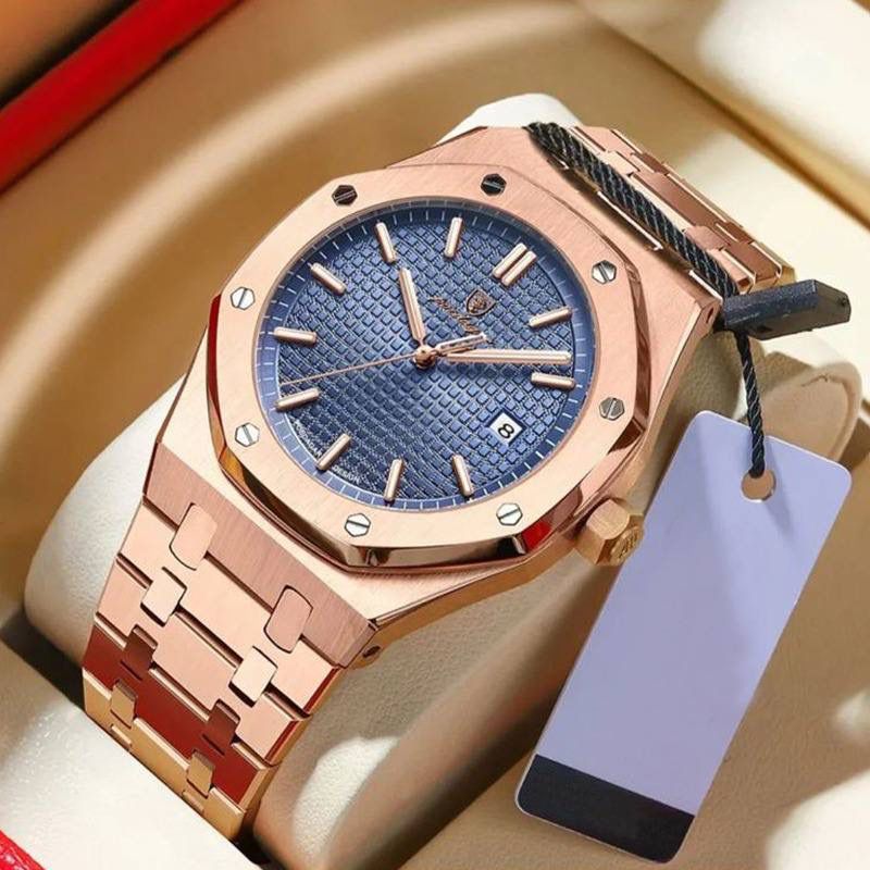 🤗🤗KEEP ABREAST🔥⏱️POEDAGAR GENTS WATCH. Crafted with the latest technology. Has date display feature. It is 30m water-resistant.Made of top notch quality stainless steel.