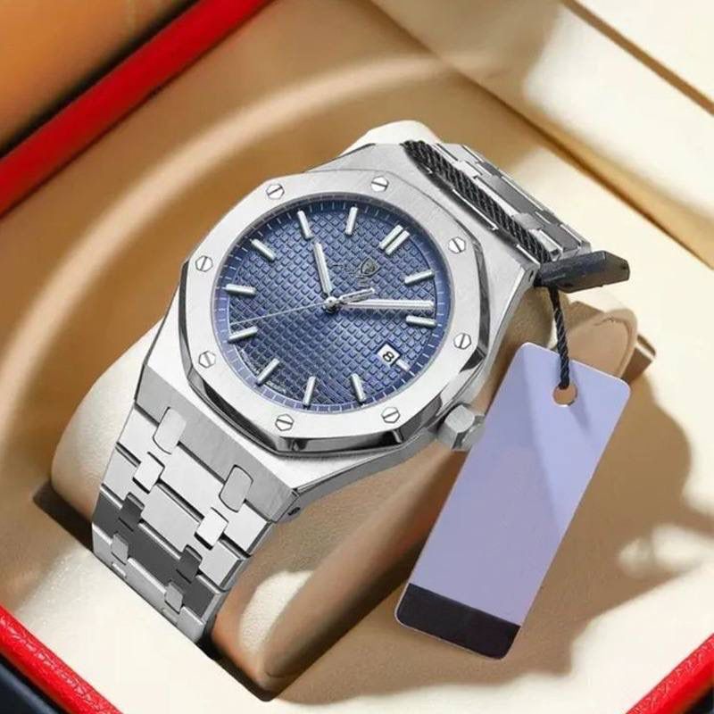 🤗🤗KEEP ABREAST🔥⏱️POEDAGAR GENTS WATCH. Crafted with the latest technology. Has date display feature. It is 30m water-resistant.Made of top notch quality stainless steel.