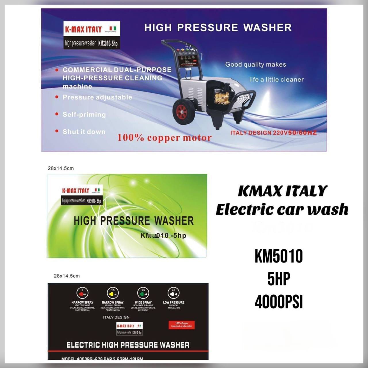 🤪🤪 SPARKLING CLEAN, QUALITY GUARANTEED 🥳🥳KMAX ITALY ELECTRIC Car wash . Metal telescopic handle for ease of use.Mobile and space-saving due to hose reel versatile