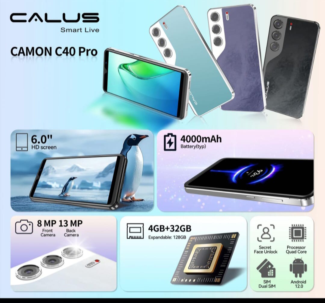 ON OFFER!! CALUS CAMON C40 PRO, 6'' HD SCREEN,4GBRAM+32 GB ROM,4000mAh, 8MP+13MP CAMERA