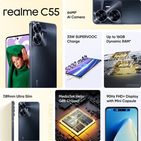 FLASH SALE DEALS! Realme C55 6.72'', 8GB RAM + 256GB ROM, Dual Sim, 64MP, 5000mAh, fast charge.
