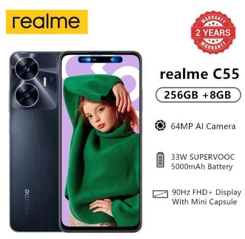 FLASH SALE DEALS! Realme C55 6.72'', 8GB RAM + 256GB ROM, Dual Sim, 64MP, 5000mAh, fast charge.