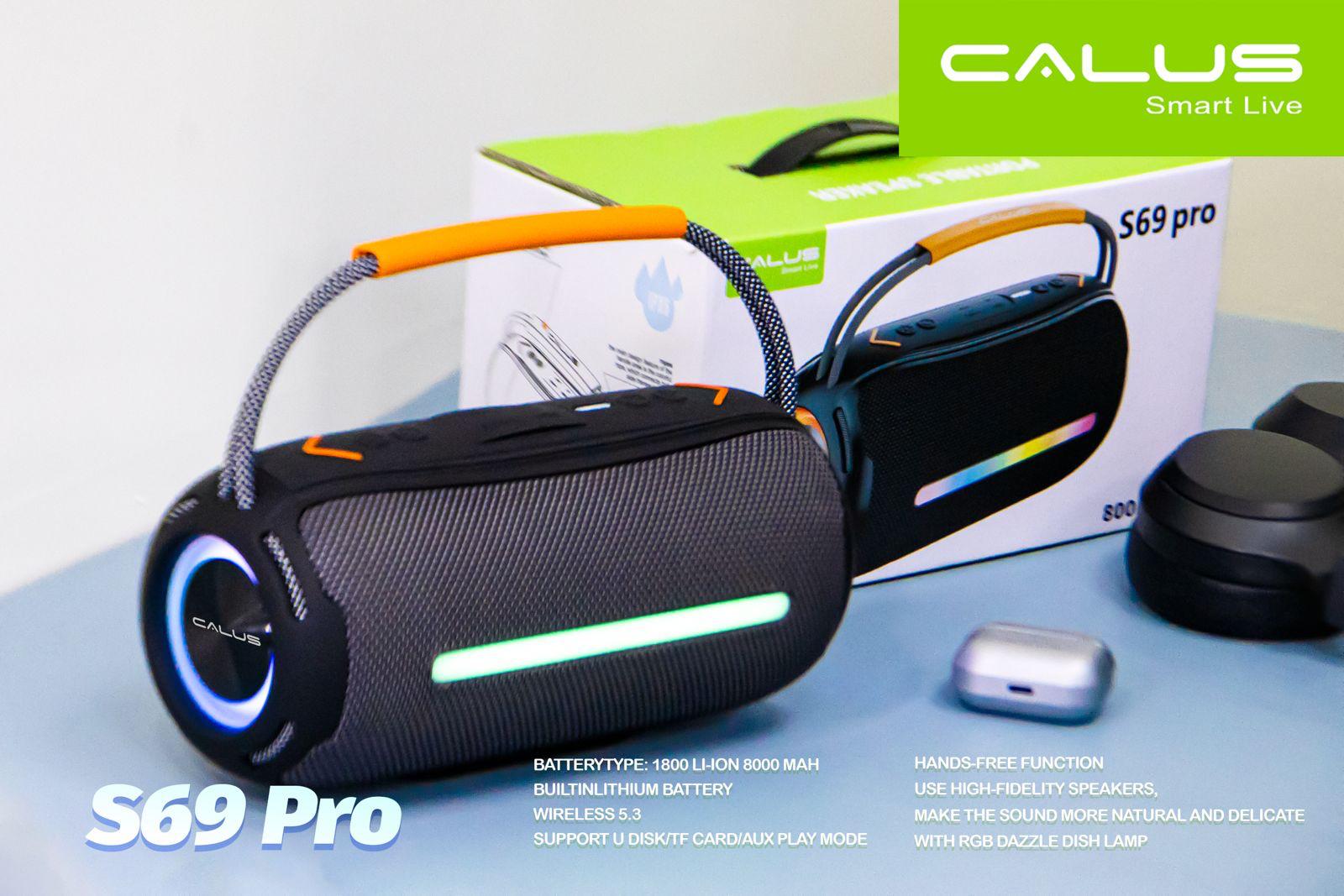 FLASH SALE DEAL!!  CALUS PORTABLE BLUETOOTH SPEAKER S69 PRO,8000MAH, 19HRS music play vol at 50, wireless 5.3, support U disk,TF card,AUX play mode FM RADIO, WATER RESISTANT. STRONG BASS