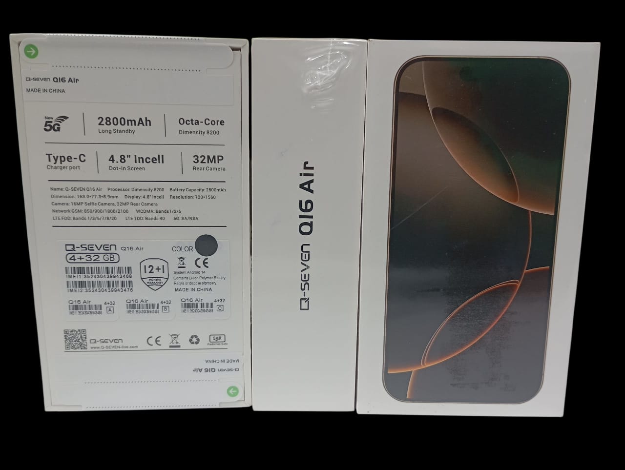 ON OFFER! NEW 5G ULTRA FAST INTERNET, Q SEVEN Q16 AIR, 4GB RAM +32 GB ROM, 2800mAh LONG STANDBY 16MP+32 MP CAMERA, 4.8'' INCELL Dot-in Screen display, TYPE C CHARGER PORT, DUAL SIM.