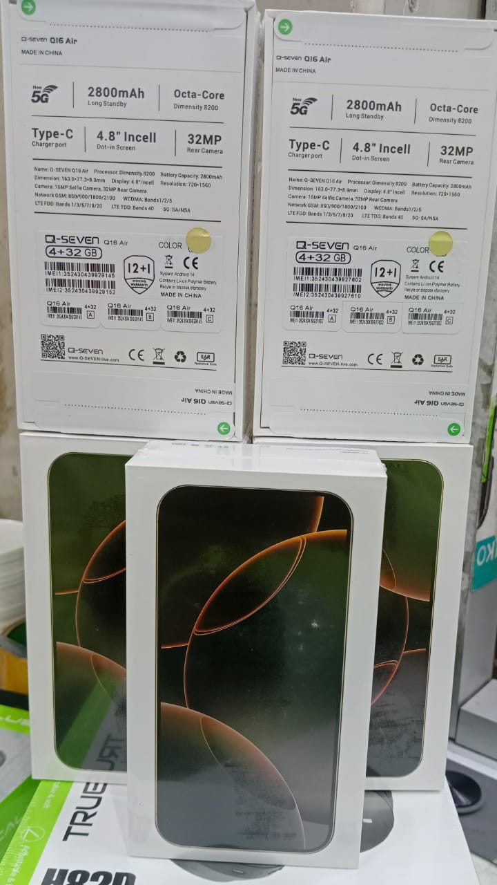 ON OFFER! NEW 5G ULTRA FAST INTERNET, Q SEVEN Q16 AIR, 4GB RAM +32 GB ROM, 2800mAh LONG STANDBY 16MP+32 MP CAMERA, 4.8'' INCELL Dot-in Screen display, TYPE C CHARGER PORT, DUAL SIM.