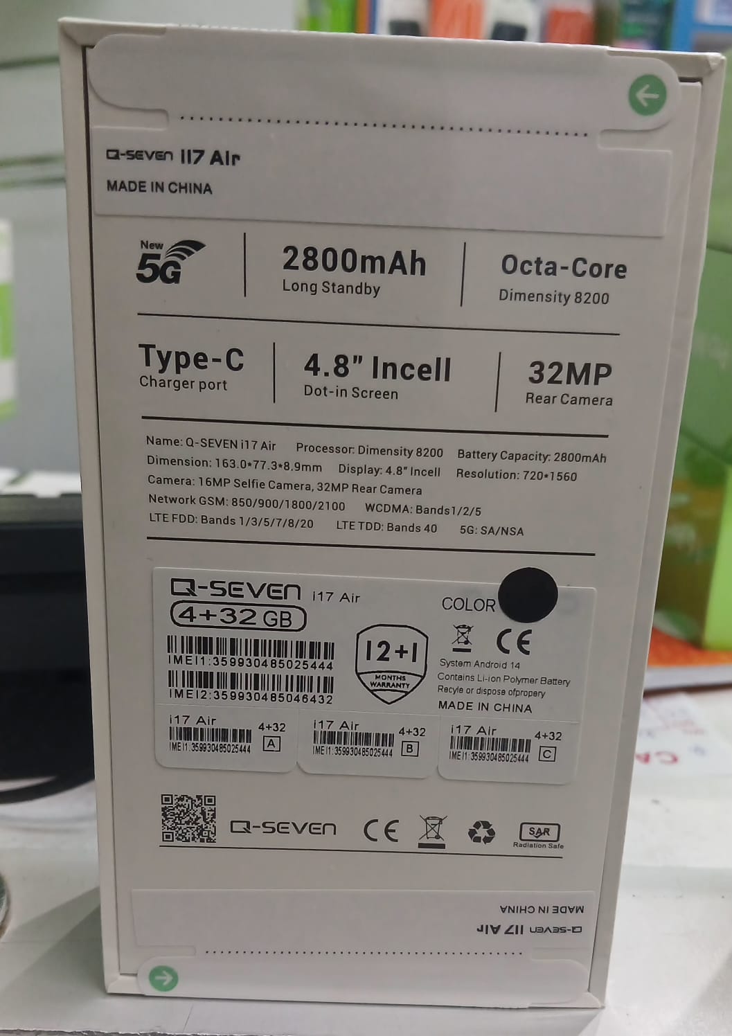 NEW ARRIVAL!! Q SEVEN i17 AIR, 4GB RAM + 32GB ROM, 4.8'' FHD+, 16MP + 32 MP CAMERA, 2800mAh, TYPE C( mini 17 pro max)