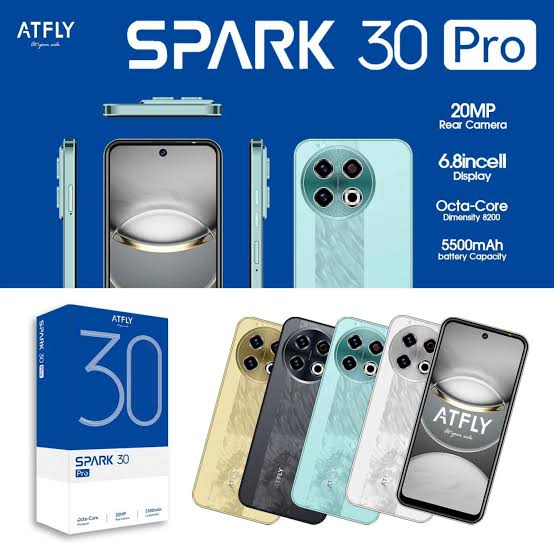 FLASH SALE!! ATFLY CAMON 30S PRO, 6GB RAM + 64 GB ROM, CURVED SCREEN, 5G, 5500MAH, 6.8 DISPLAY. SLEEK DESIGN AND PREMIUM STYLE, DUAL SIM.