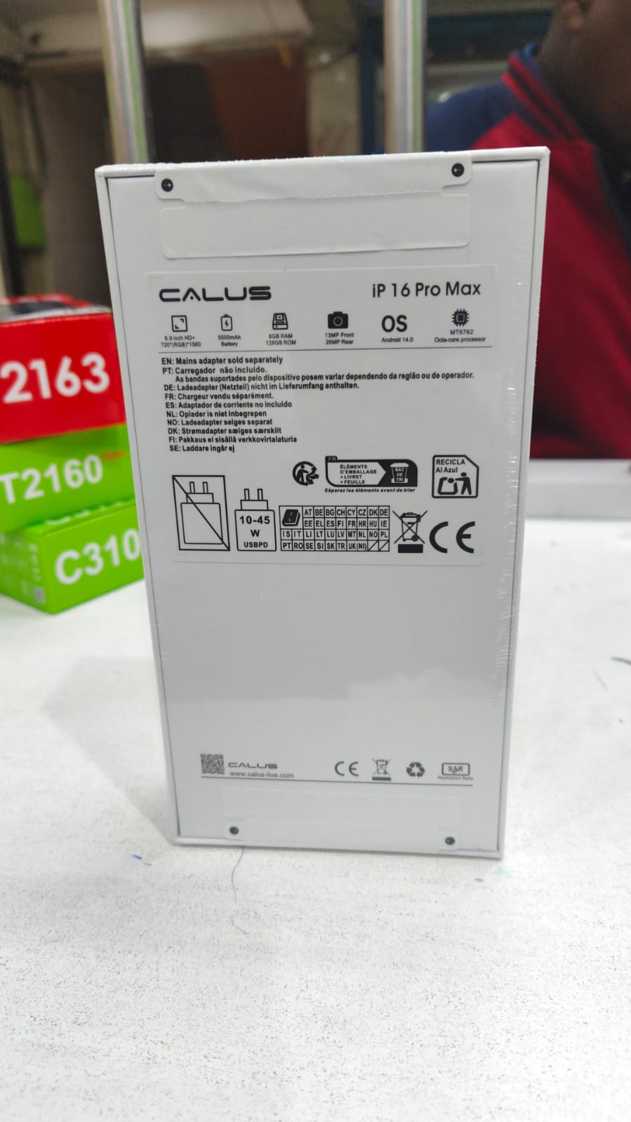 CALUS IP 16 Pro Max Android 14 smartphone 128gb Rom + 8gb Ram 6.6 inches IPS LCD screen display 5200mAh battery capacity OCTA-CORE Processor 26mp dual main camera+ 13mp selfie android smartphone