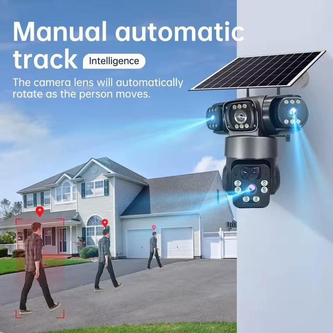 CALUS VC22-4G, AI solar camera, 4K ULTRA HD,3MP IN ALL THE 3 LENSES, motion detection, night vision, ip66 water proof, two way audio, cloud storage. Built in batteries SOLAR RECHARGEABLE, WIRELESS.