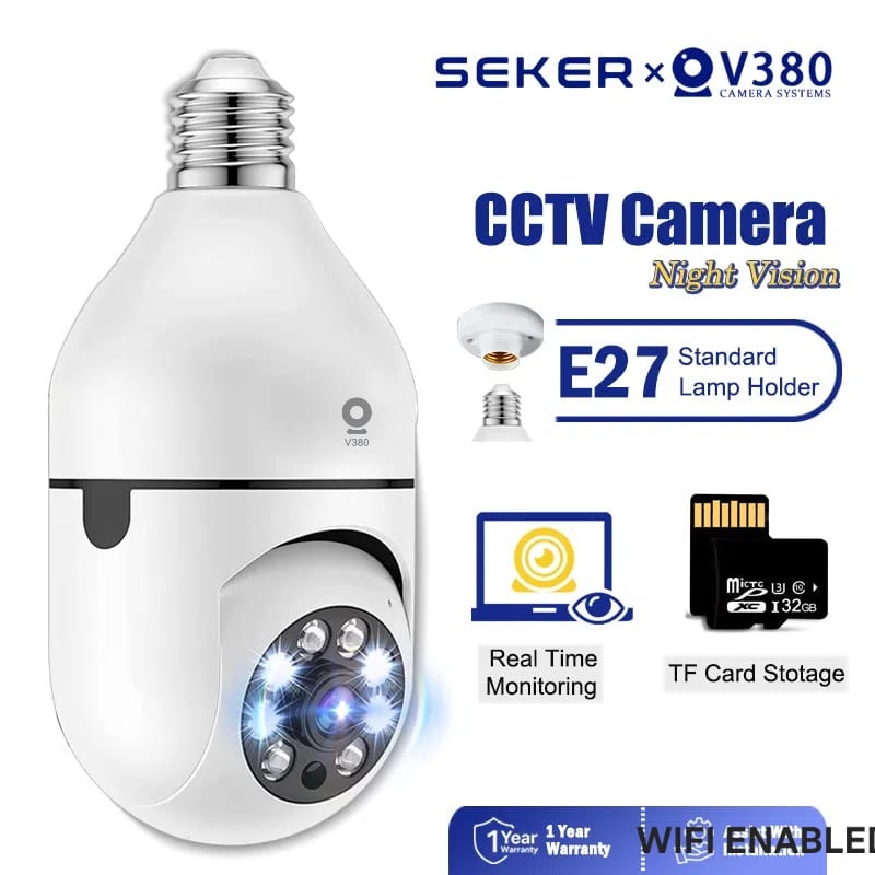 LIMITED OFFER!! CALUS E27 PRO SMART WIFI BULB CAMERA, HD 1080p,NIGHT VISION, MOTION SENSOR, TWO WAY AUDIO, EASY INSTALLATION SD CARD SLOT. WIRELESS VIEW REALTIME OR VIDEO STORED ON THE SD CARD.OR BOTH