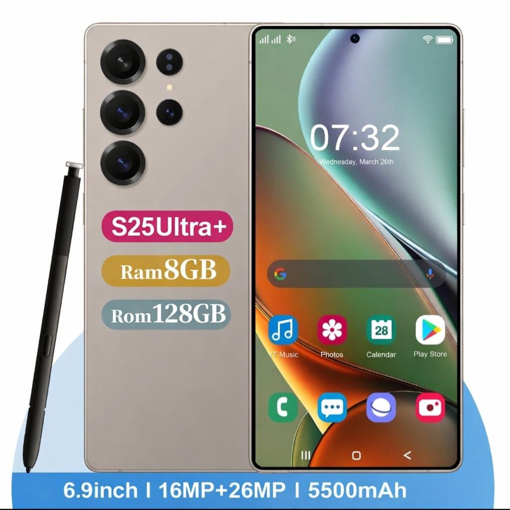 CALUS S25 Ultra PLUS  8GB + 128GB, 13MP+26MP, 5500mAh, DUAL SIM, 6.9 DISPLAY. with touch pen, ANDROID 14, 120Hz REFRESH RATE, MEDIA TEK 6762 PROCESSOR , SLIM DESIGN.