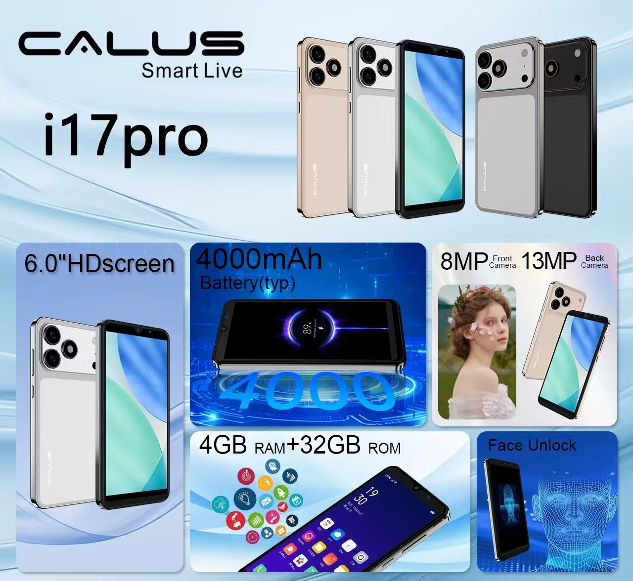 AMAZING DEAL!! CALUS I17 PRO, 4GB +32GB, 8MP+ 13MP, 4000MAH, 6.0 HD DISPLAY, DUAL SIM.