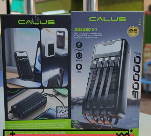 CALUS Solar360 Solar Power Bank, 30000mah, fast charging, inputs> solar(sun) and electricity, with inbuilt cables. flash lights