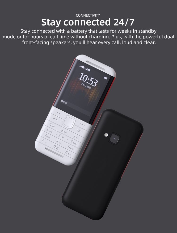 Original Nokia 5310, 2.4-Inch, 1200mAh (Dual SIM), Black, dual speaker, 2.4 display