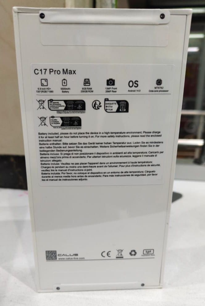 CALUS C 17 PRO MAX, 8GB RAM + 256GB ROM, 6.9 inch FULL SCREEN DISPLAY, 5500MAH, 13MP+26MP CAMERA, FACE ID, ANDROID 14 SMARTPHONE, DUAL SIM