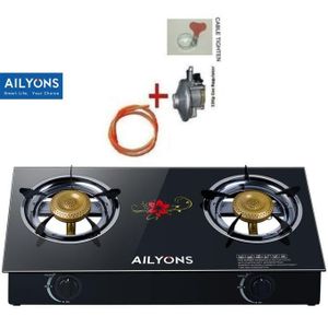 AILYONS Auto ignition 2 Burner Glass Table Top + 1MPipe + 6KG Regulator +clips. Crafted with precision to meet the highest safety standards, this cooker combines style and performance, boasting except