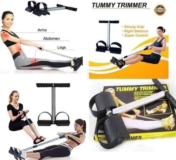 Spring Tummy trimmer set. the sturdy and flexible springs now make it easy for you.This tummy trimmer is ideal for trimming and strengthening your upper body, legs, hips and thighs. A product of real