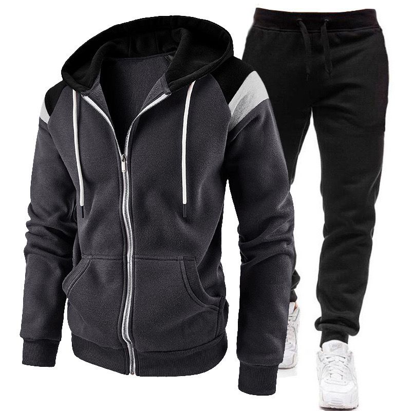 Plain zipped Tracksuits 🔥🔥✨Very Warm Quality 💯🔥Size S----3xl🥳🥳Full Zip Hoodies and Plain Joggers Sets for Mens Soft Patchwork Gym Tracksuits Sets Winter Warm Running Sweat suit Set