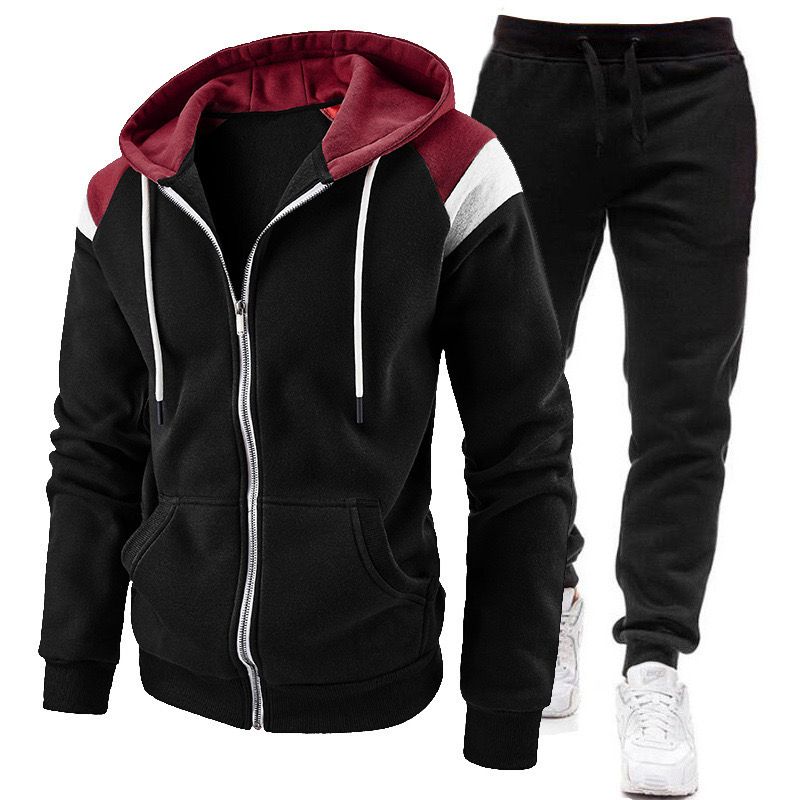 Plain zipped Tracksuits 🔥🔥✨Very Warm Quality 💯🔥Size S----3xl🥳🥳Full Zip Hoodies and Plain Joggers Sets for Mens Soft Patchwork Gym Tracksuits Sets Winter Warm Running Sweat suit Set